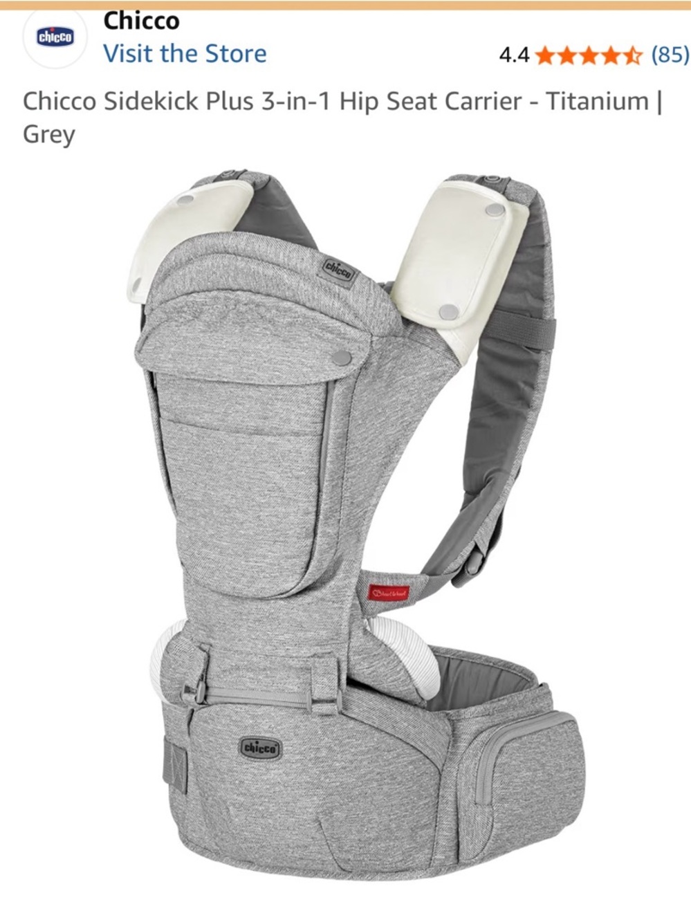 chic Titanium Grey 3-in-1 Hip Seat Carrier